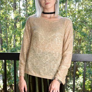 Beige Long Sleeve Lace Top 🍂 ELSA Sample | up to Size M 10 US Womens